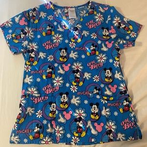 Womens XS Disney Mickey Mouse Scrub Top